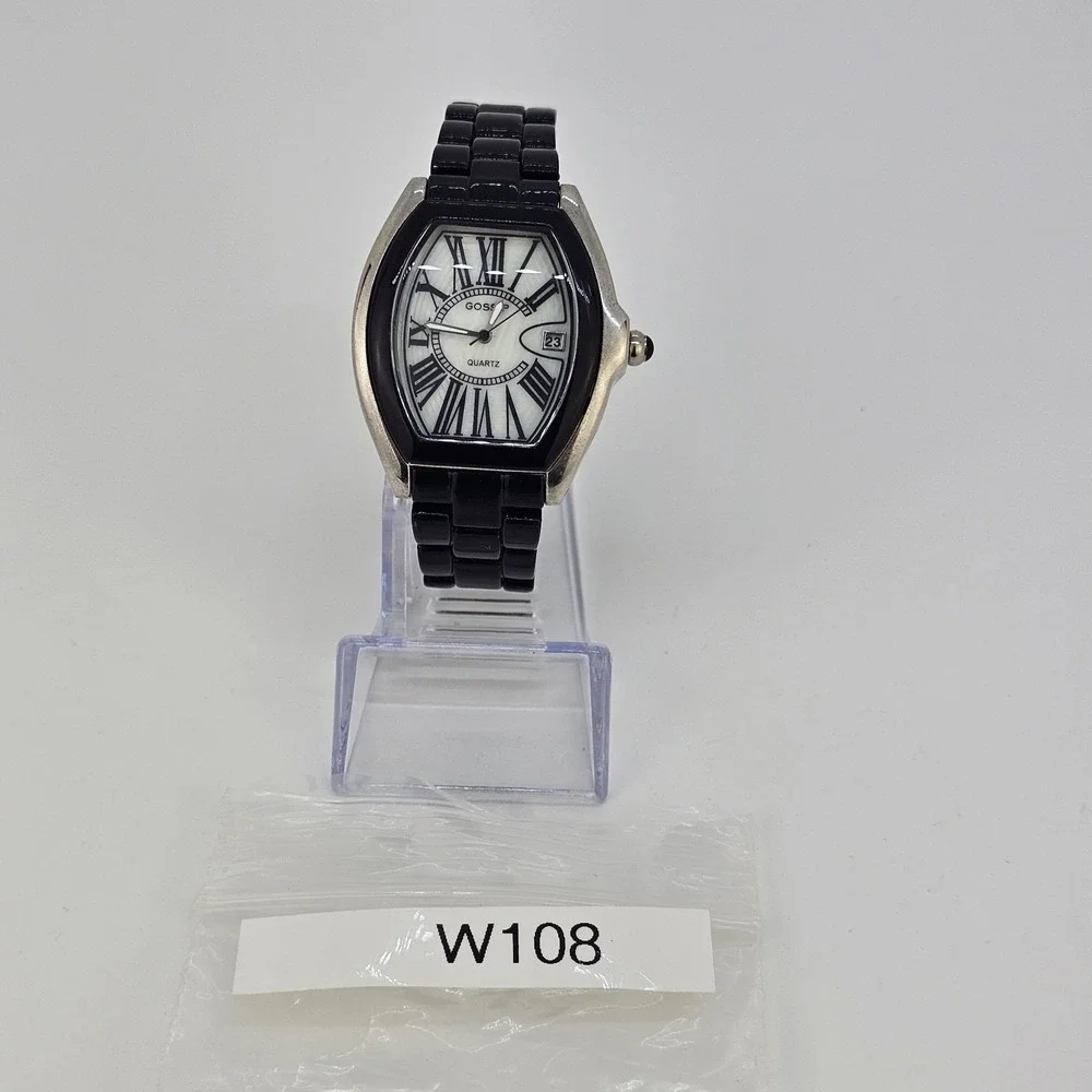 Gossip Watch Women 38MM White Dial Date Black Bands 6.5